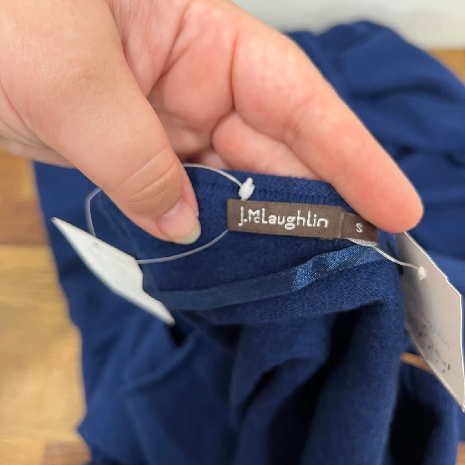 J McLaughlin Womens Sweater Small Blue Long Line Dara Cashmere Open Knit‎ $328 - Image 4