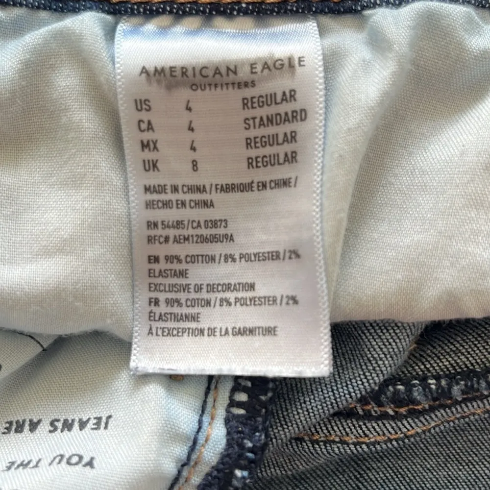 AEO American Eagle Highest Rise Jeggings Distressed Ripped Dark Wash Size 4 - Image 6