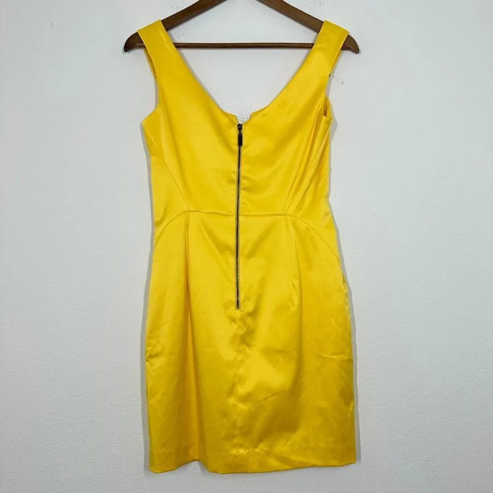 Black Halo Size 6 Cocktail Dress Canary Yellow Mini Summer Wedding Guest‎ Event - Image 2