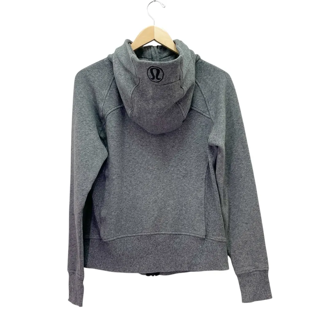 Lululemon Scuba Hoodie Light Cotton Fleece Heathered Speckled Black Gray Size 8 - Image 3