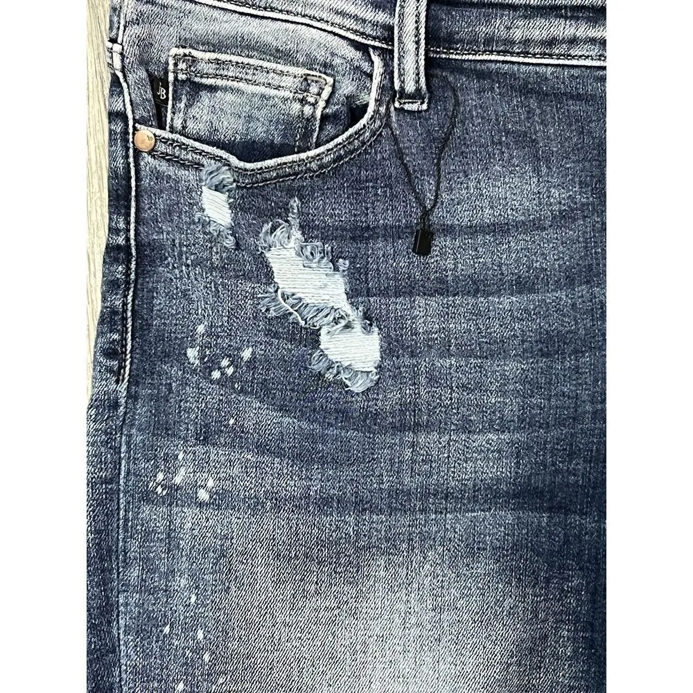 Judy Blue Bleach Splash Stretch Jeans 13/31 Mid Rise Distressed Womens - Image 9