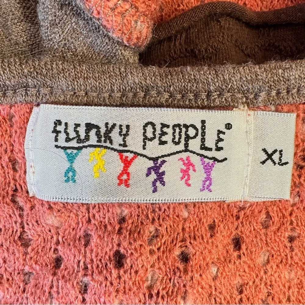 Brown & Pink Mixed Knit Racer Back Tank Top Funky People Boho Cottagecore XL - Image 12