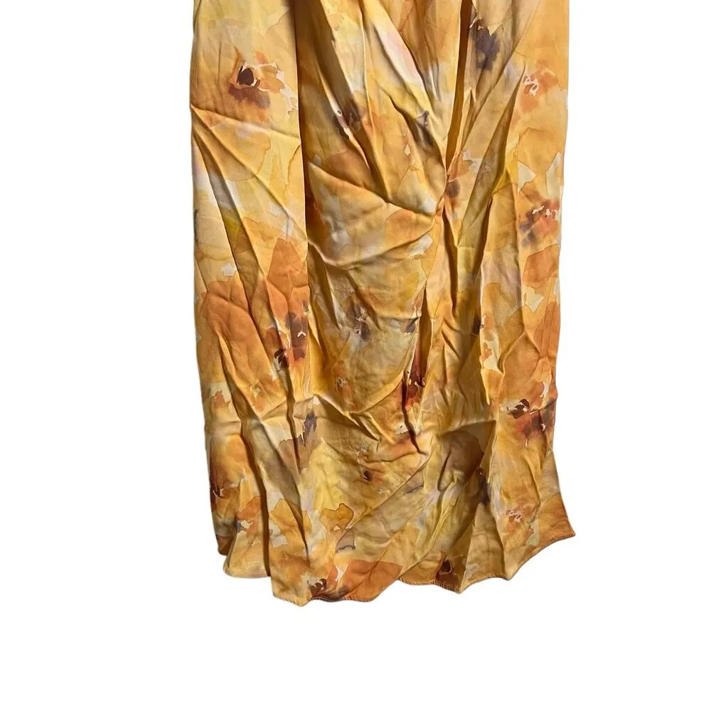 Significant Other Libby Cream Floral Plunge Neck Sleeveless Slip Maxi Dress Sz 8 Orange - Image 13