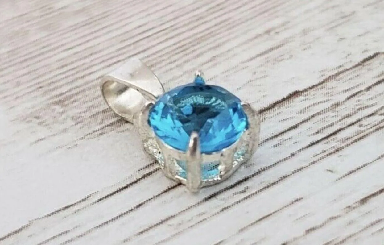 Blue Gem Pendant Just Over 0.25" - Image 2