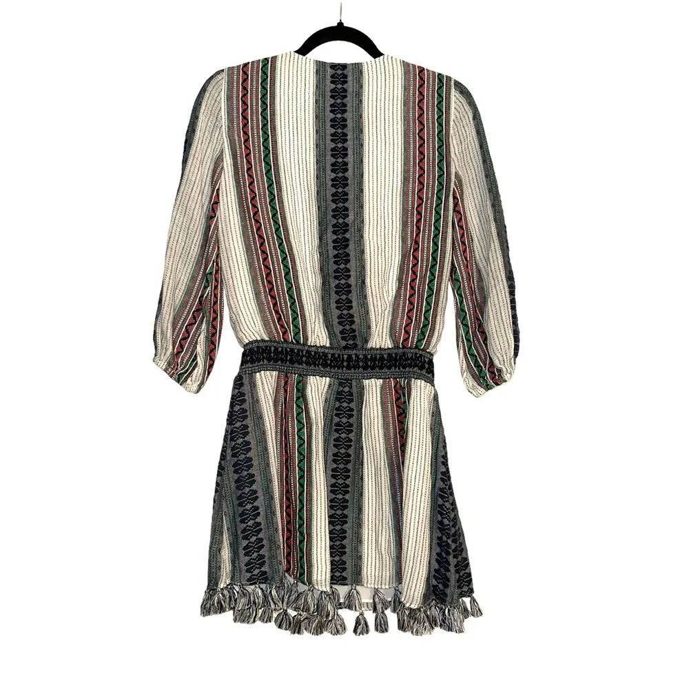 Alice + Olivia Nance Embroidered Striped 3/4 Sleeve Romper 0 - Image 4