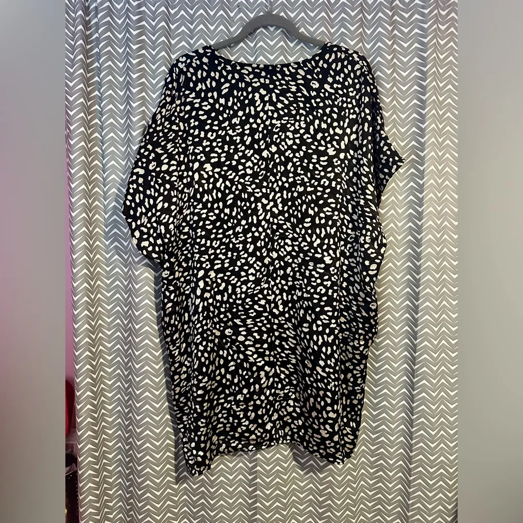 Anthropologie / BY Together | Black and Silver Boho Animal Print Mini Dress, L - Image 4