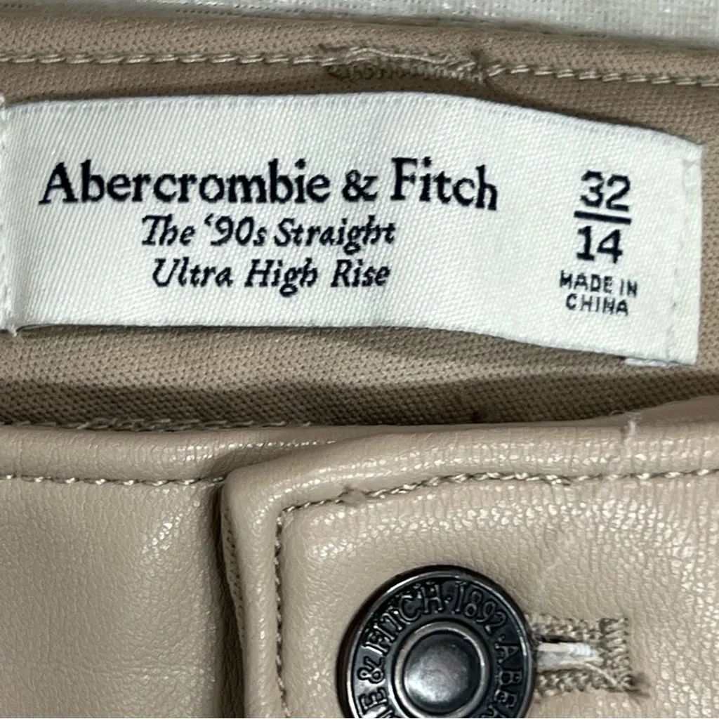 Abercrombie & Fitch faux leather the 90’s straight ultra high rise pants 32/14 - Image 2
