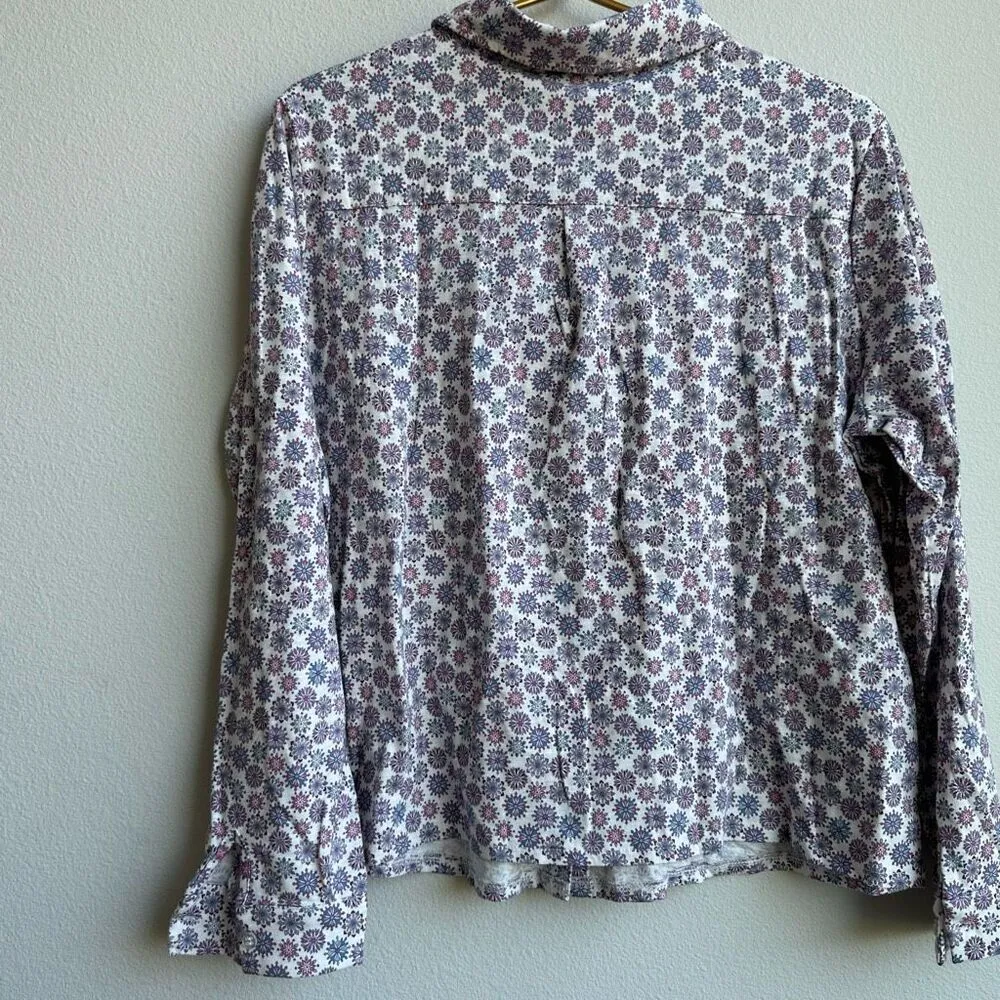 NWT Woolovers 100% Organic Cotton Jersey Batik Circle Button Down Size Large Purple - Image 5