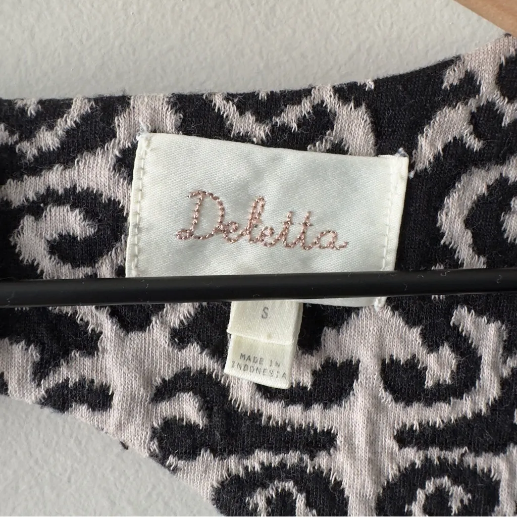 Anthropologie Deletta Black White Cutout Back Mini Dress A-Line Short Sleeve S - Image 12