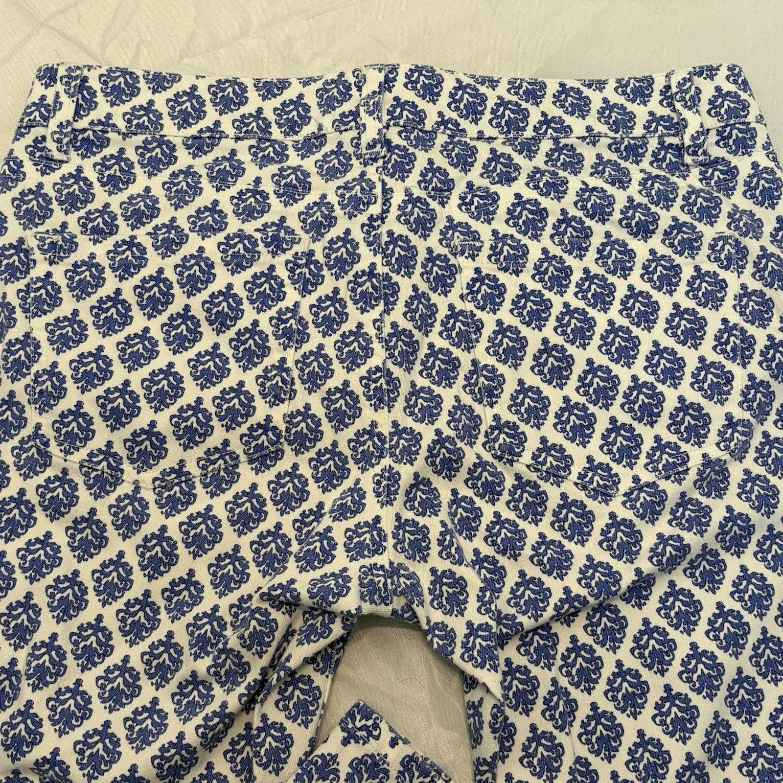 Vineyard Vines Gustavia White Blue Printed Mid Rise Skinny Ankle Jeans Size 4 - Image 7