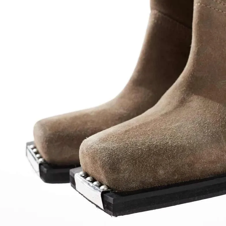 Asos Design Celia Leather Western Pull On Boots In Taupe - Image 2