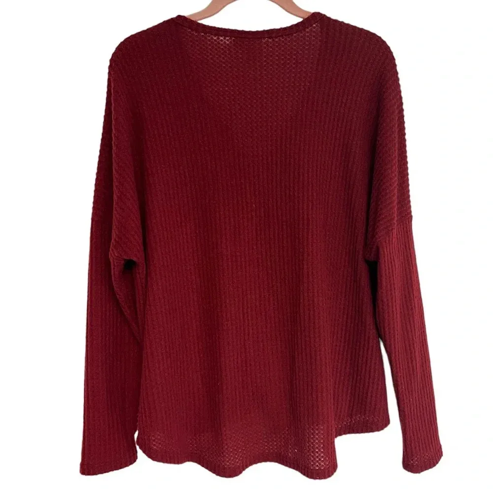 Live in the Moment Tie Front Top Blouse Large Button Up Front Vneck Lightweight - Image 2