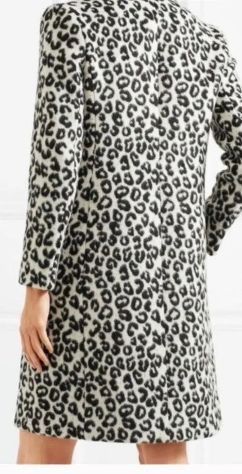Maje “Garouney” wool blend animal leopard print long line button front coat.S - Image 2