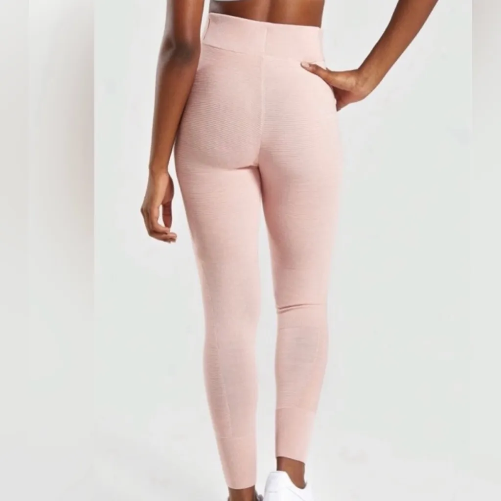 GYMSHARK Time Out Knit Jogger Blush Nude Thick Joggers (LEGGINGS) Textured /Logo - Image 3