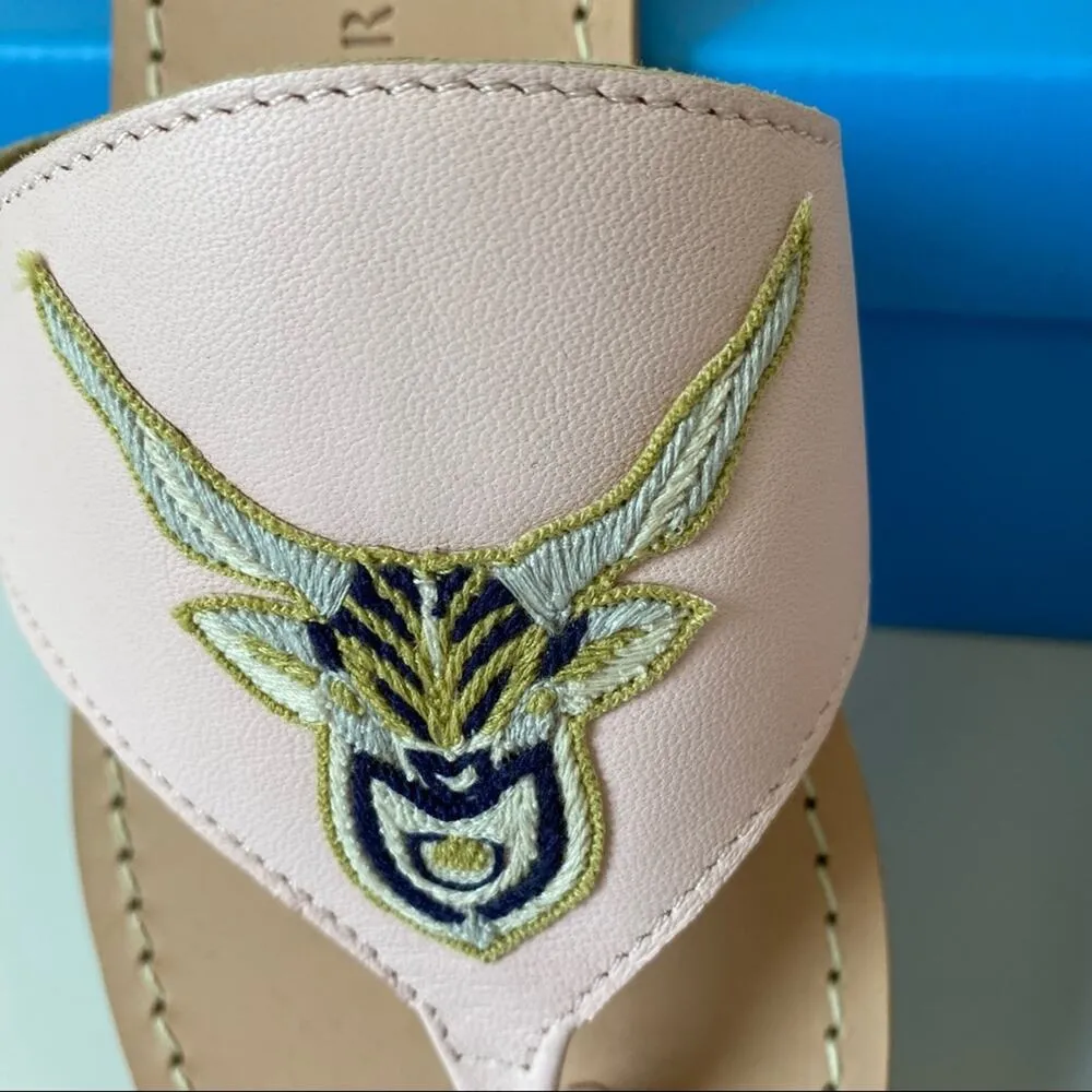 Jack Rogers Pink Leather Capricorn Embroidery Shoe - Image 3