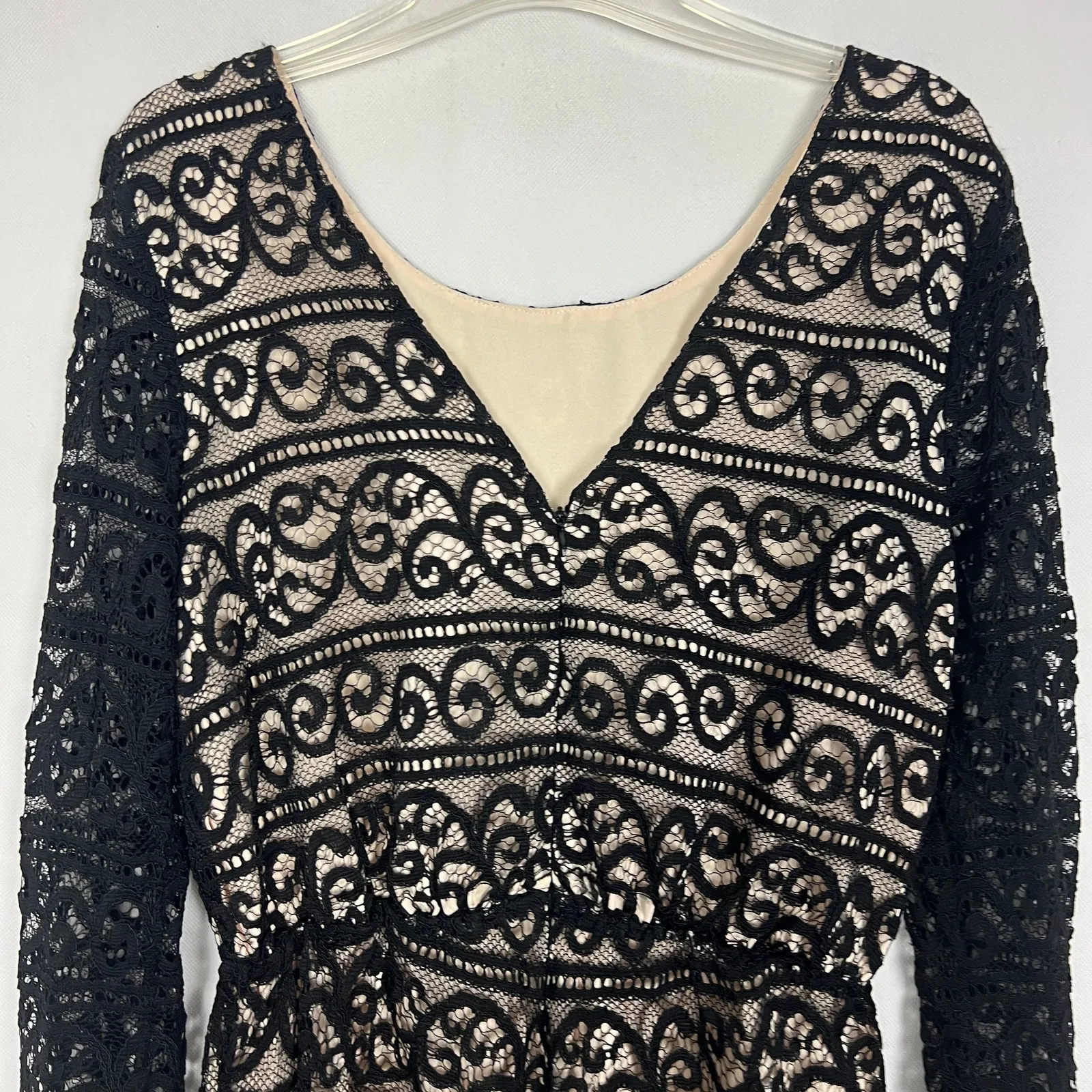 Storee Black Long Sleeve Lace Romper Size Large - Image 7