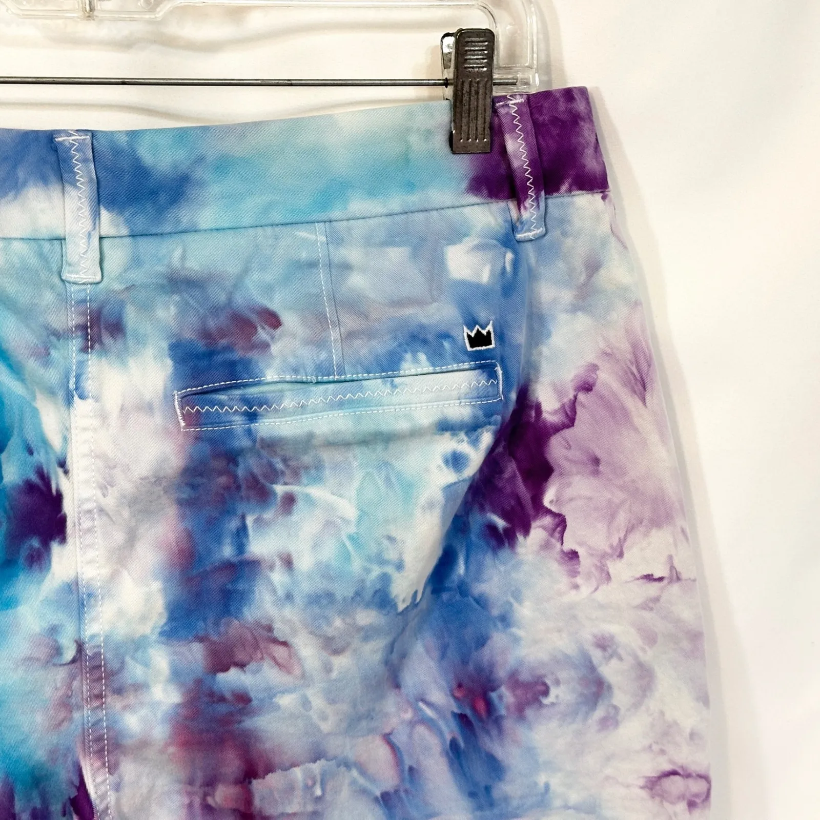 Crown & Ivy Size 12 Shorts Handmade Tie Dye‎ Caroline Blue Purple 7 Inch 1149 - Image 8