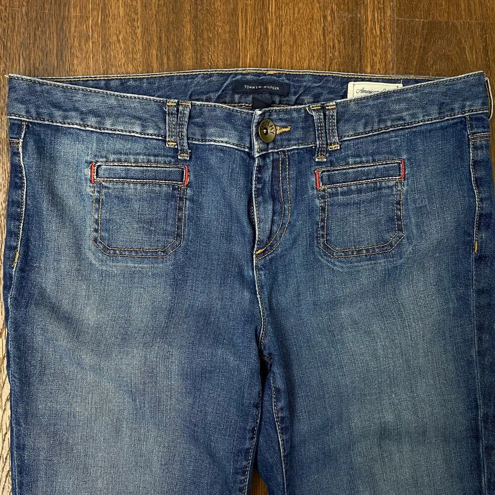 Tommy Hilfiger American Spirit Mid Rise Patch Pocket Cropped Capris Jeans Sz 10 - Image 3