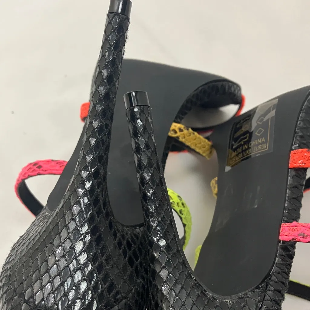 Qupid Multicolor Strappy Snake Skin Pattern Heels Women’s Size 8 - Image 6