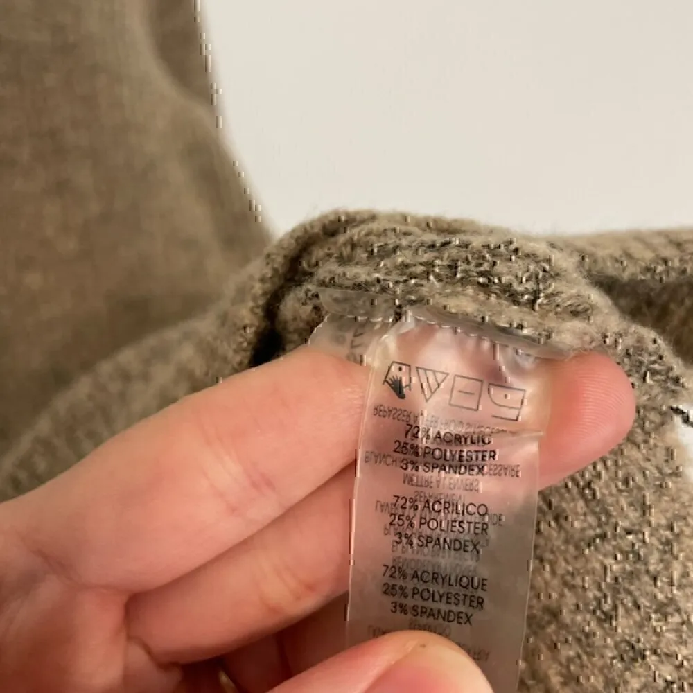 CALVIN KLEIN Beige Tan Black Chunky Knit Cable Knit Diamond Cowl Neck Sweater S - Image 10