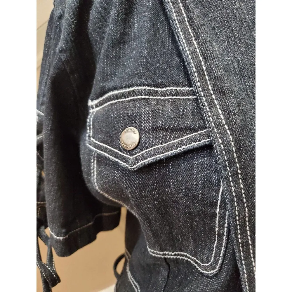 Ashley Stewart Women's Gray Cotton Short Sleeve Open Front Casual Jacket Size 14 - Image 4