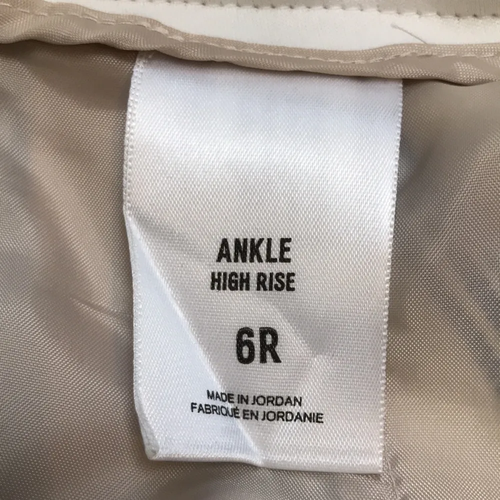 Express Women’s Striped Blue Cream Ankle High Rise Ruffle Waist Pants - Image 9