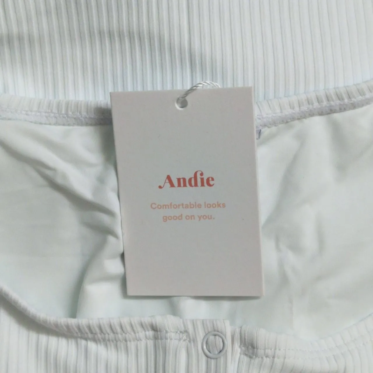 NWT Andie White Ribbed Knit Sleeveless Scoop Back Malibu One Piece Swimsuit XLT - Image 8