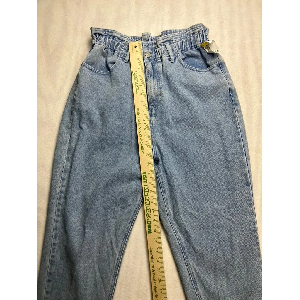 PacSun Womens Mom Jeans Light Wash High Rise Elastic Waist Denim Size L - Image 8