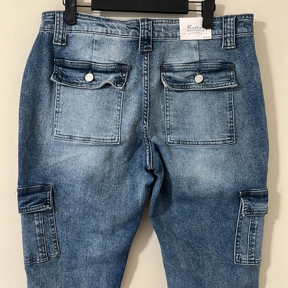 NWT Kancan Avery Straight Leg High Rise Cargo Jeans Dark Wash Size 29 - Image 10