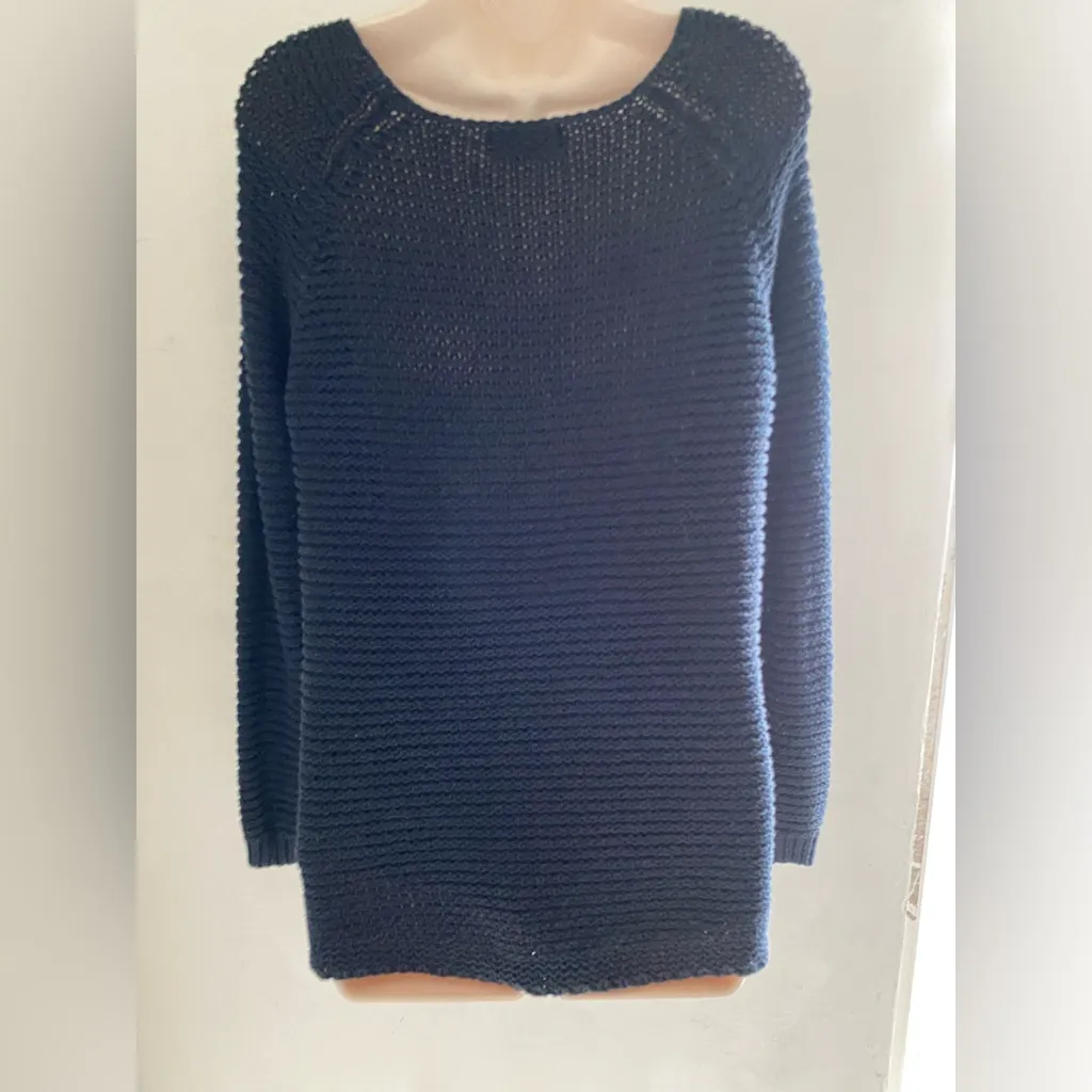 Vintage y2k Hollister Dark Blue Open-Knit Sweater - Image 8