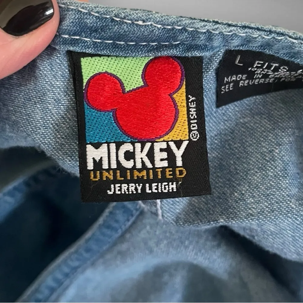 DISNEY UNLIMITED JERRY LEIGH Vintage Denim Embroidered Jumper Dress LG | EUC - Image 8