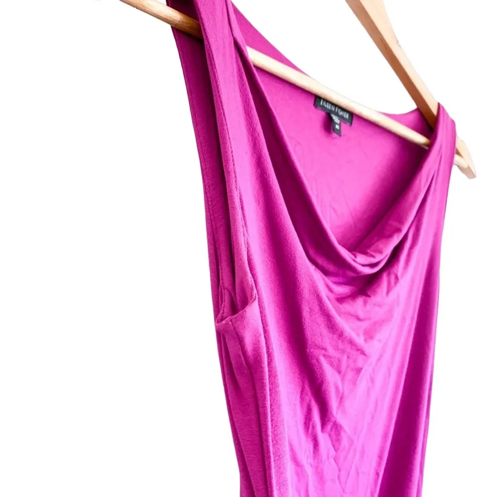 Eileen Fisher Soft Cowl Neck Sleeveless Tank T-Shirt Dress in Electric Purple XS - Image 5