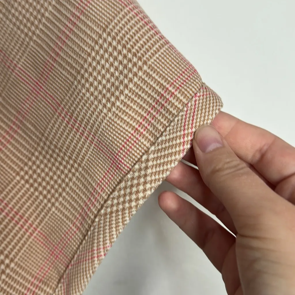 Carlisle Bastille Beige/Pink Checkered Glen Plaid Front Zip Jacket Vest size 6 - Image 4