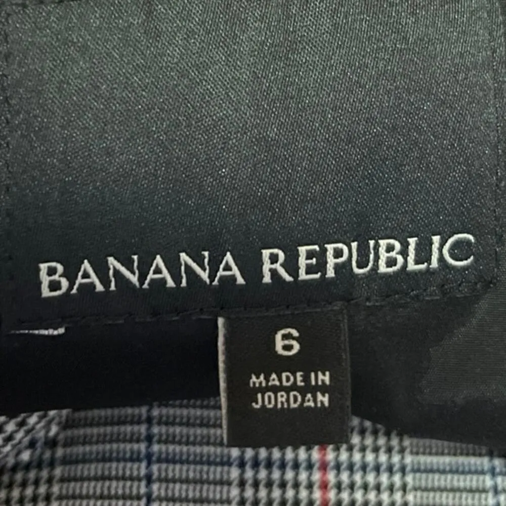 Banana Republic Gray Double Breasted Check Plaid Notch Collar Blazer Jacket Sz 6 - Image 4