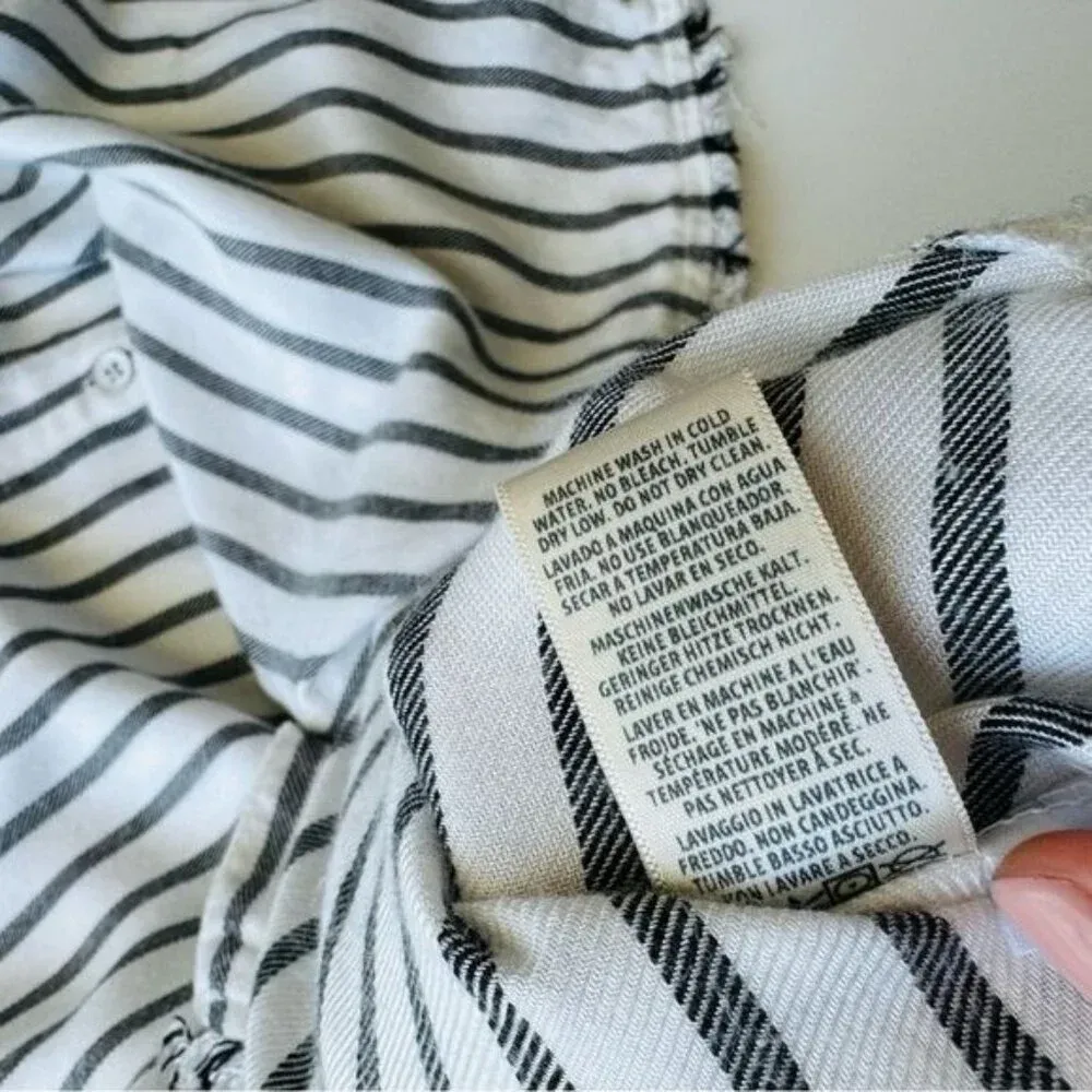 Cloth & Stone Women's‎ Button-Back Striped Top Size XS Frayed Hem Flared Sleeve - Image 12