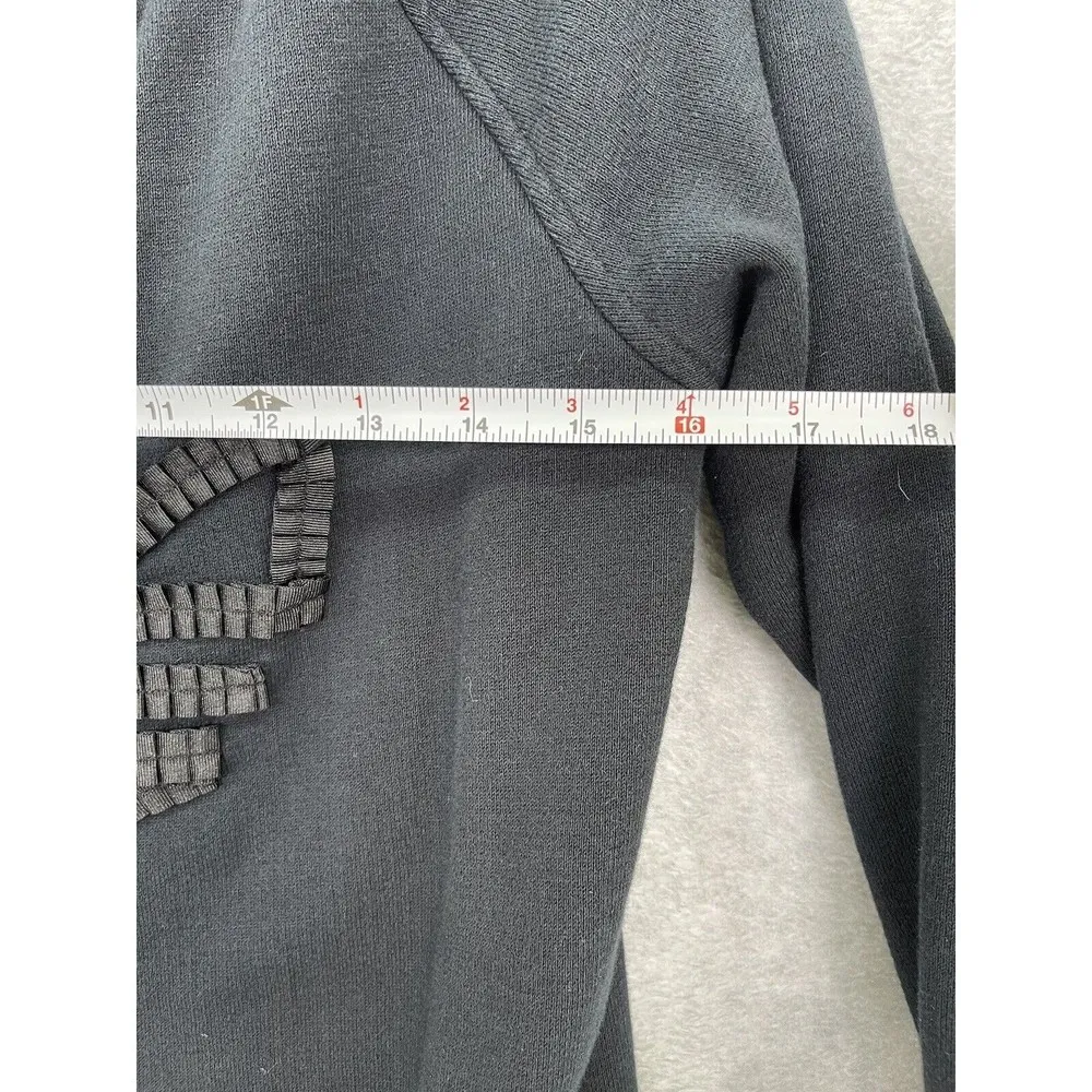 Adidas Women's PullOver Sweater Solid Black Embellished Ribbons size Medium - Image 5