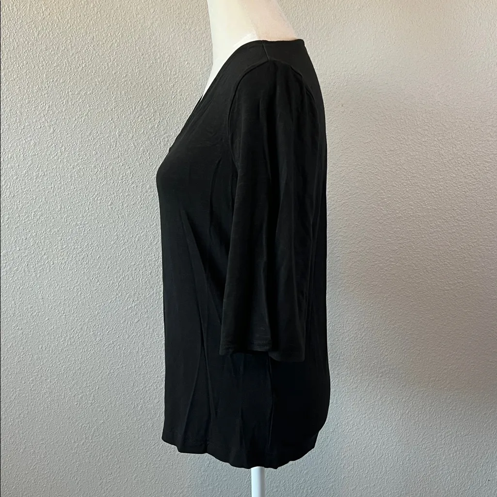 Cato Drapey Elbow Bell Sleeve VNeck TShirt Black Size XS - Image 4