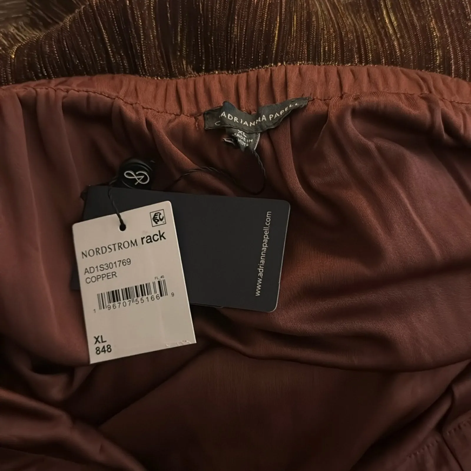 Adrianna Papell Metallic Knit Wrap Midi Skirt - Copper Size XL - Image 6
