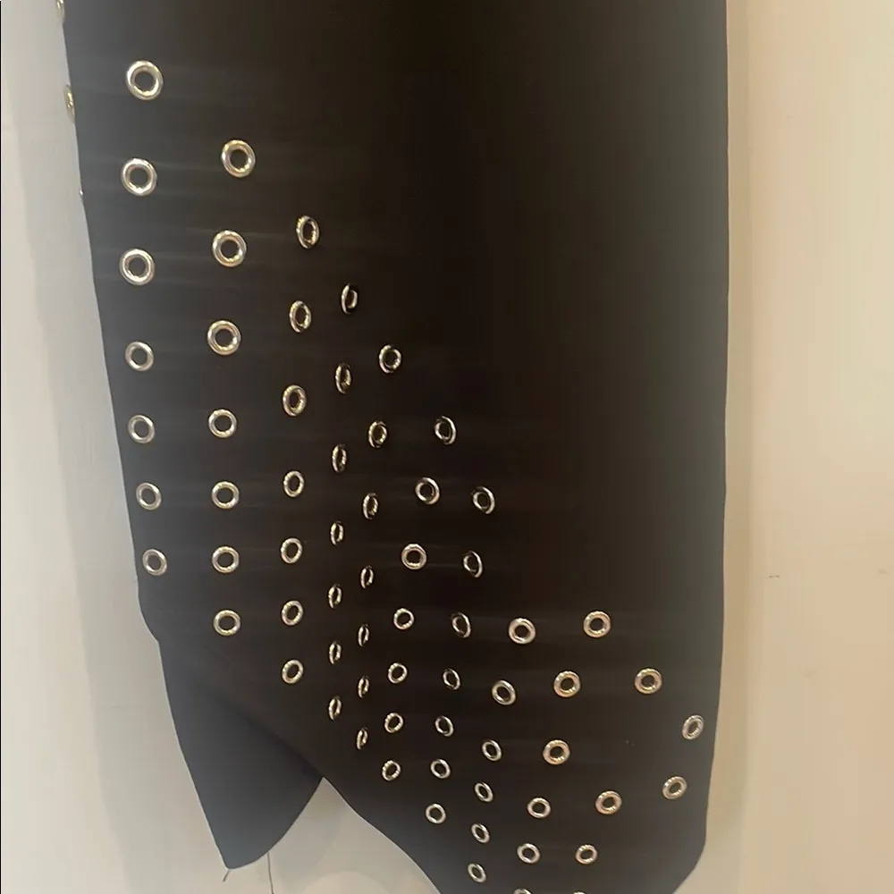 Black Halter Dress with Silver Eyelets cut out sides -sexy - Image 2