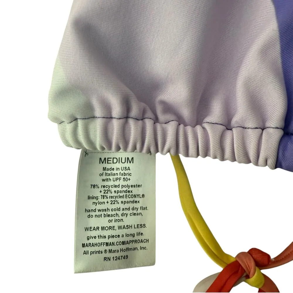 Mara Hoffman Rae Lei Rainbow Striped Triangle String Tie Bikini Swimsuit Top M - Image 6