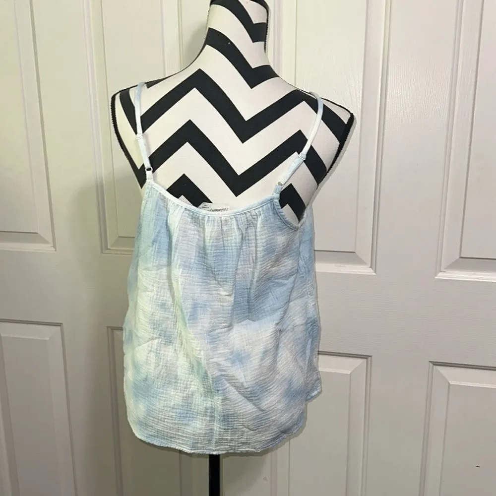 Universal Threads UNIVERSAL THREAD Blue & White Gauze Tank Top - Image 3