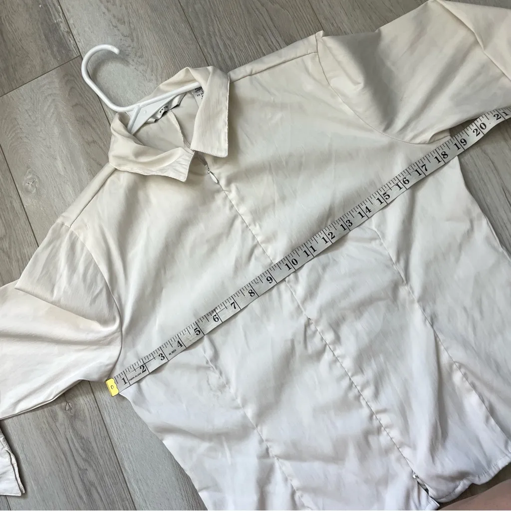 Vintage Sporty Jacket full zip long sleeve womens Cream (medium) preppy classic - Image 3