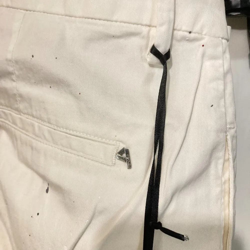 Cycle women's 26 beige splatter painted pleated ankle crop casual pants 28x26 - Image 9