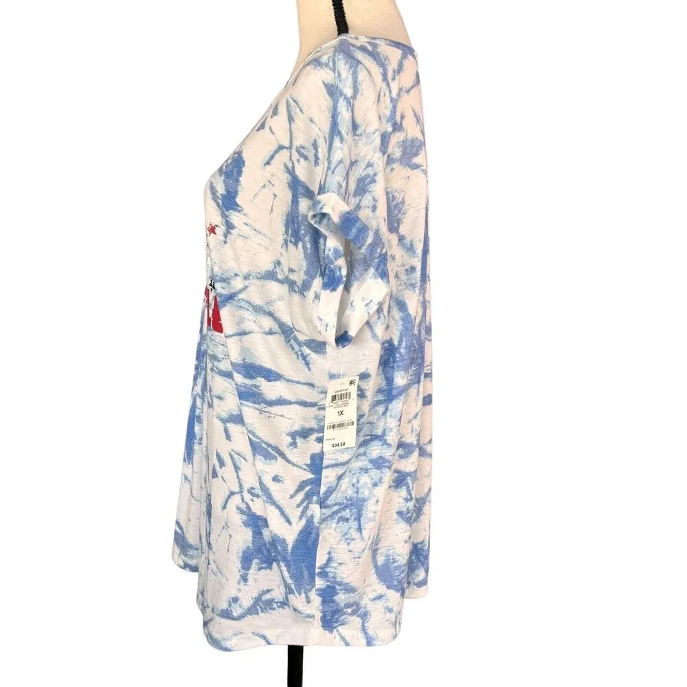 Style & Co 3X-Large Top Graphic Dolman Sleeve V-Neck Tie-Dye "Shine & Sparkle" - Image 6