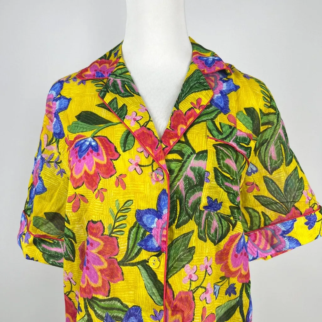NWOT Johnny Was Cotton Short Sleeves Floral Pajama Top Womens Shirt Only Size S - Image 3