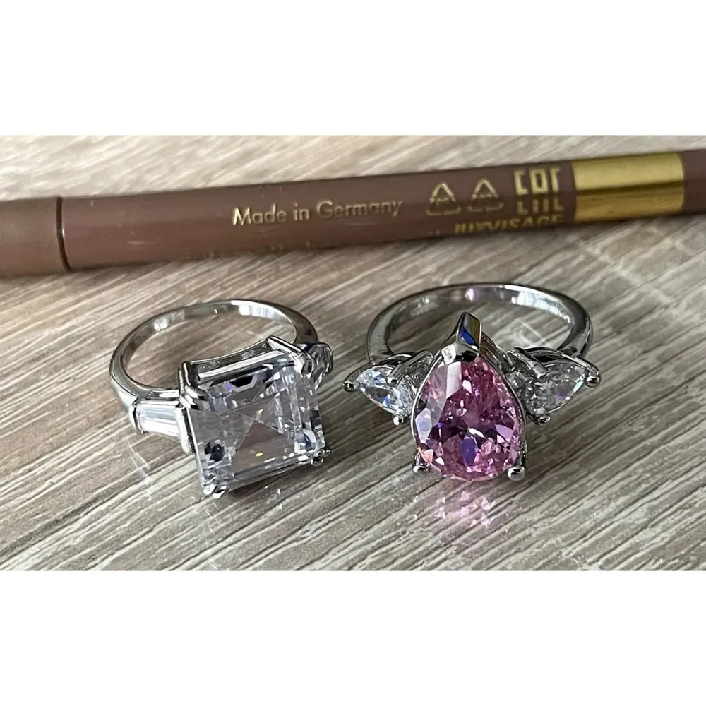 NWT 5Ct‎ Asscher Cut Platinum Plated S925 Synthetic Diamond Ring, Size 10 - Image 12