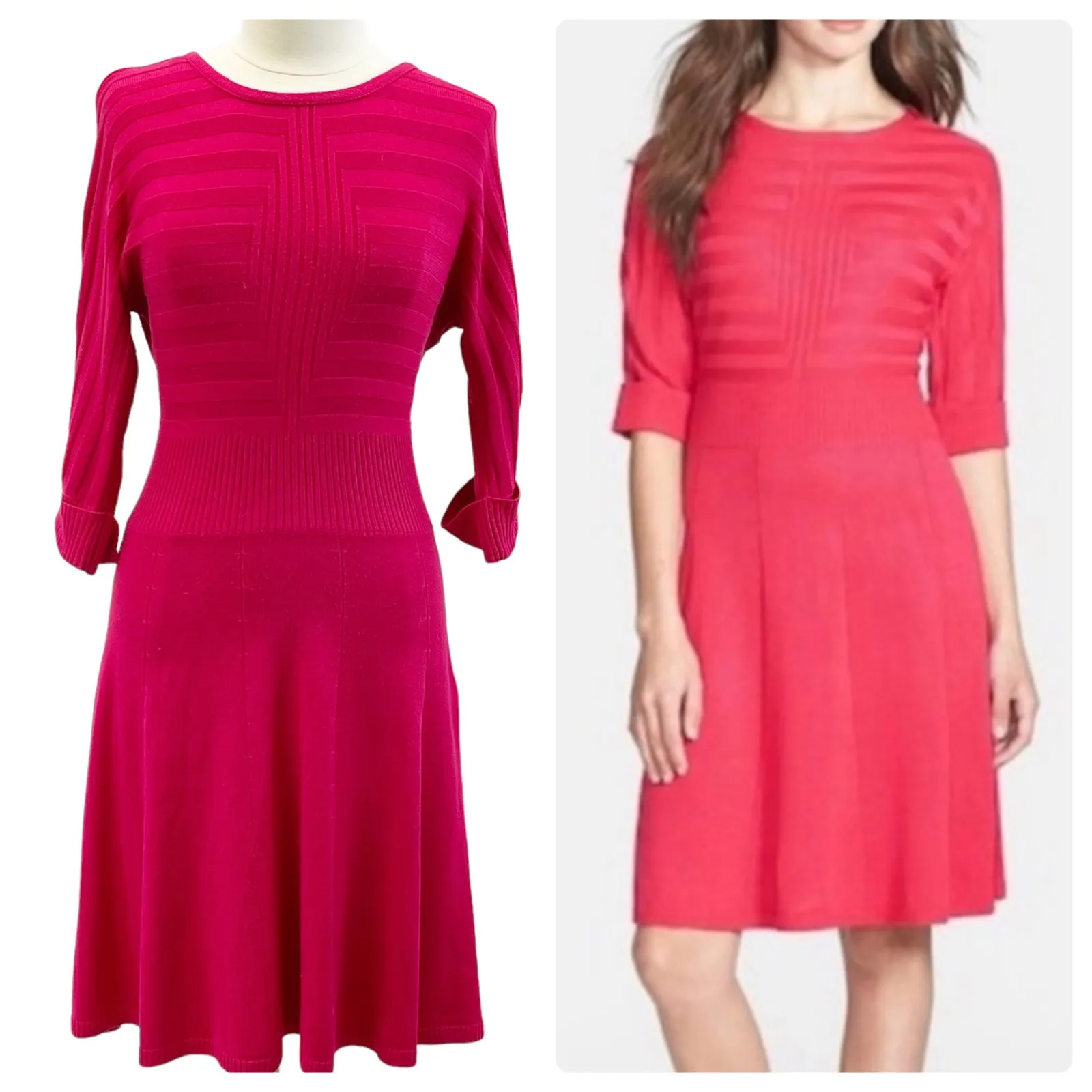 Eliza‎ J Sweater Dress Womens Medium Ribbed Dopamine Preppy Minimalist Girly - Image 11