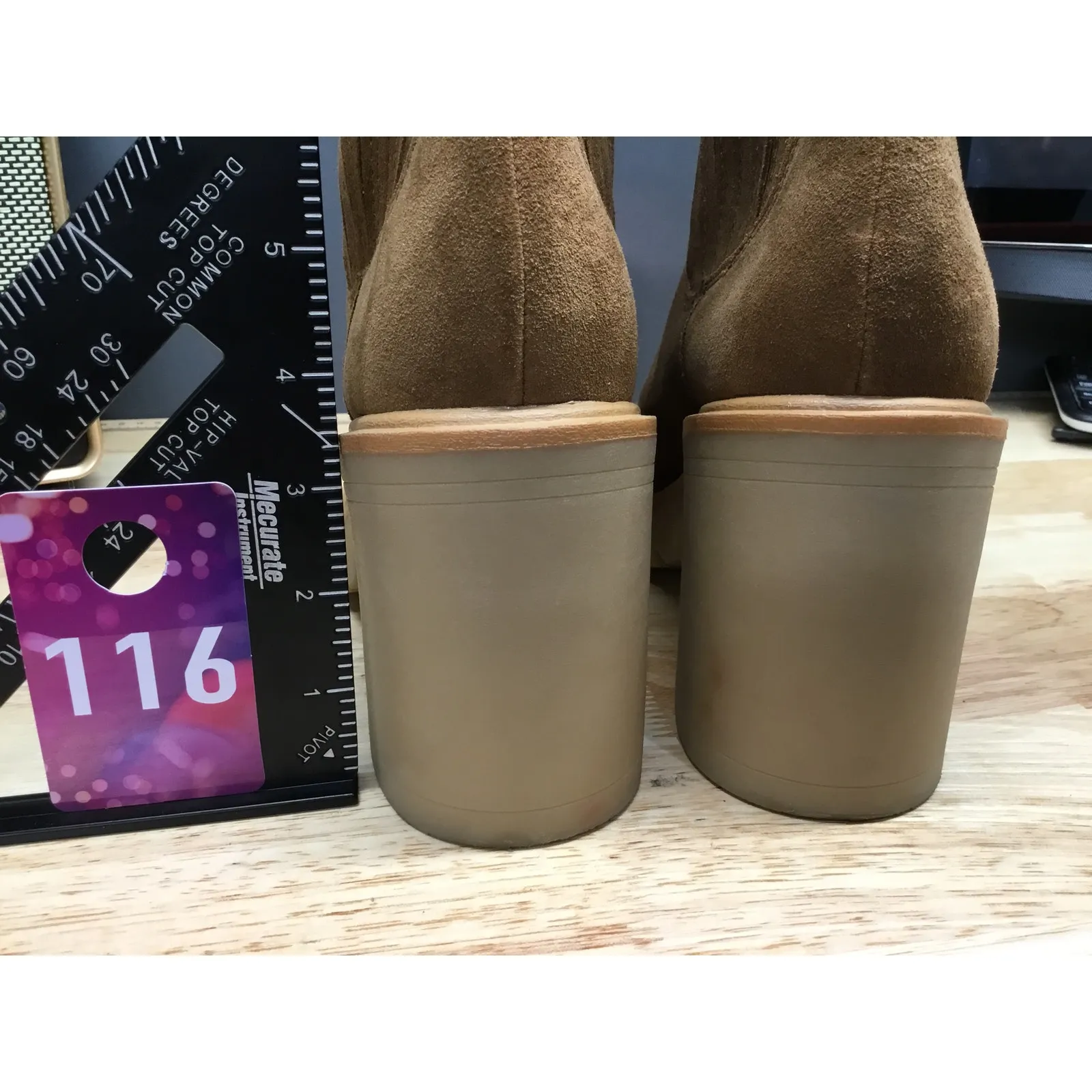 Dolce Vita Caster H2O Boots Womens 10 Brwon Suede Zip Stacked Heel Ankle Boots Brown - Image 3