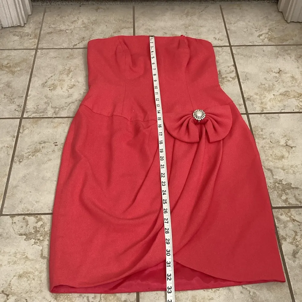 Vintage 1980s Strapless Cocktail Dress Pink Size 6 - Image 9
