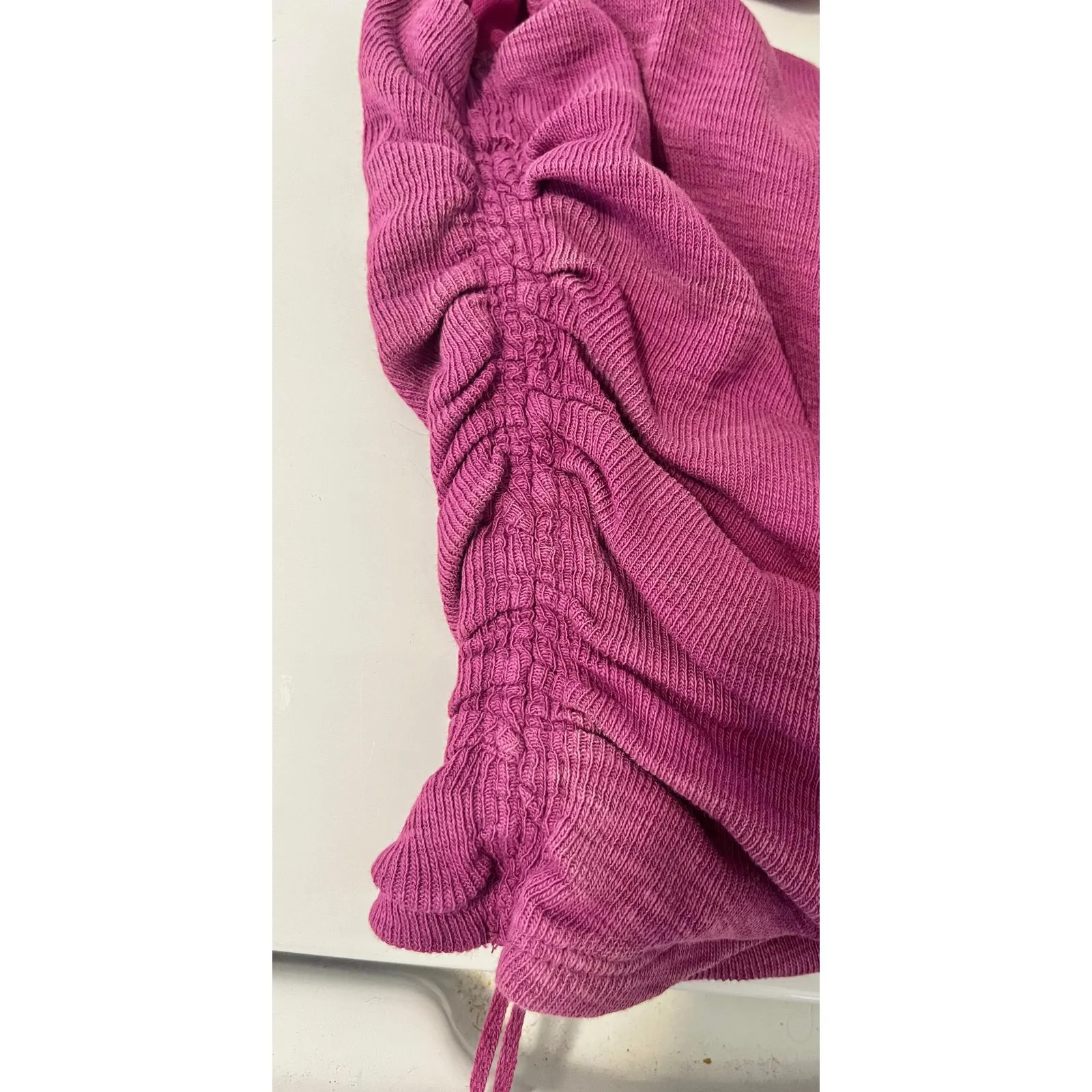 Free People Boulevard Tank in Magenta sz S Adjustable Tie Straps Ruched at Sides - Image 5